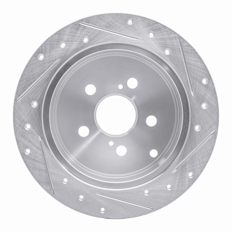 Pontiac Vibe Brake Rotor (1) - Rear Left - R1 Concepts - Drilled & Slotted - Silver - `00-`10